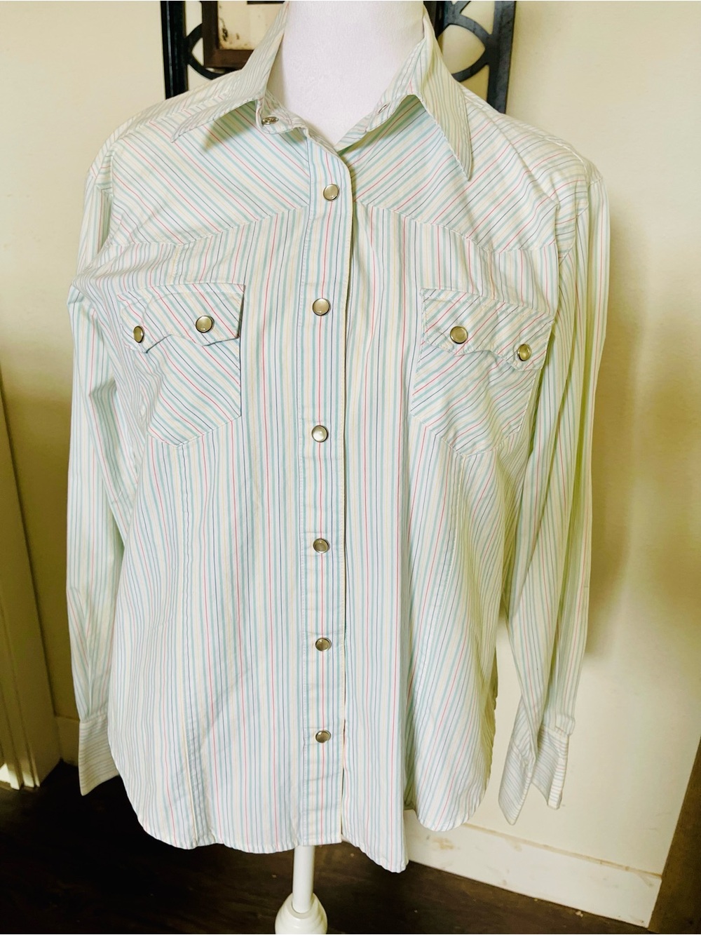 VINTAGE Cruel Girl Western Rodeo Striped Pearl Snap Shirt